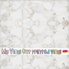 Load image into Gallery viewer, Printed Vinyl &amp; HTV White and Gold Marble Pattern 12 x 12 inch sheet