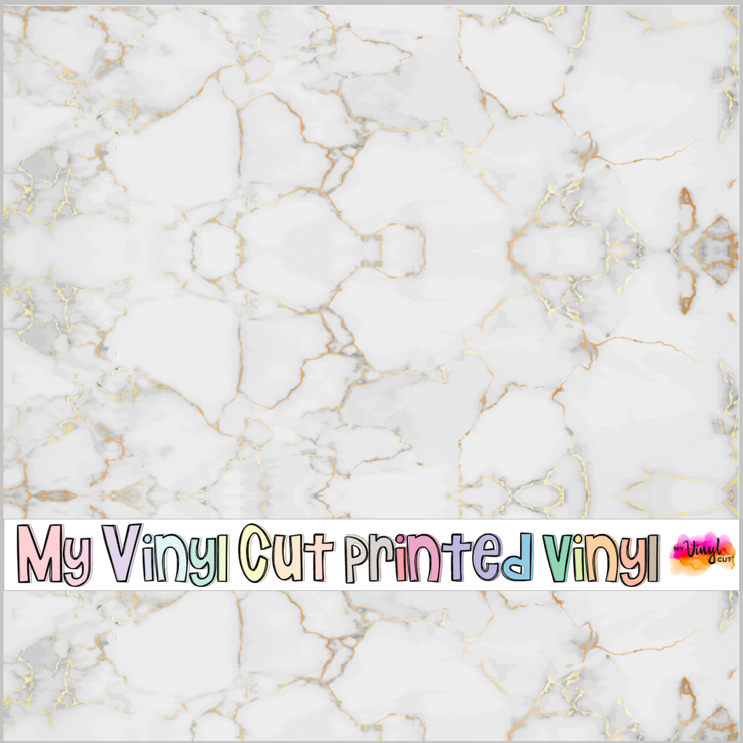 Printed Vinyl & HTV White and Gold Marble Pattern 12 x 12 inch sheet