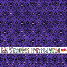 Load image into Gallery viewer, Printed Vinyl &amp; HTV Purple Haunted Mansion Wallpaper Patterns 12 x 12 inch sheet