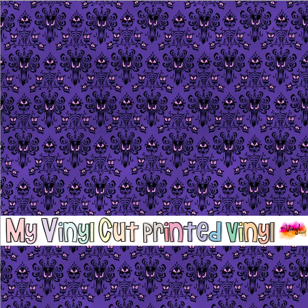Printed Vinyl & HTV Purple Haunted Mansion Wallpaper Patterns 12 x 12 inch sheet