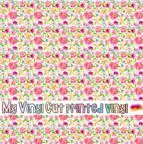 Printed Vinyl HTV & Waterslide Orange and Yellow Flowers Pattern 12 x 12 inch sheet