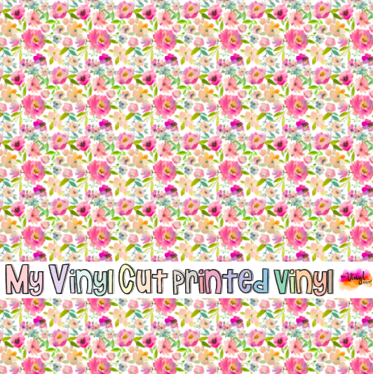 Printed Vinyl HTV & Waterslide Orange and Yellow Flowers Pattern 12 x 12 inch sheet