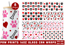 Load image into Gallery viewer, Paw Prints Glass Wraps SVG Bundle
