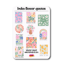 Load image into Gallery viewer, Sticker Sheet |  | Set of little planner stickers Boho Floral Quotes 5 X 7