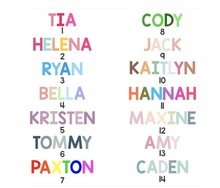 Load image into Gallery viewer, Custom Name Sticker in Multi Colored Font One name up to 4 inches wide