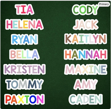Load image into Gallery viewer, Custom Name Sticker in Multi Colored Font One name up to 4 inches wide