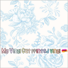Load image into Gallery viewer, Printed Vinyl &amp; HTV Pale Blue Toile Patterns 12 x 12 inch sheet
