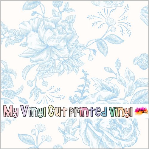 Printed Vinyl & HTV Pale Blue Toile Patterns 12 x 12 inch sheet