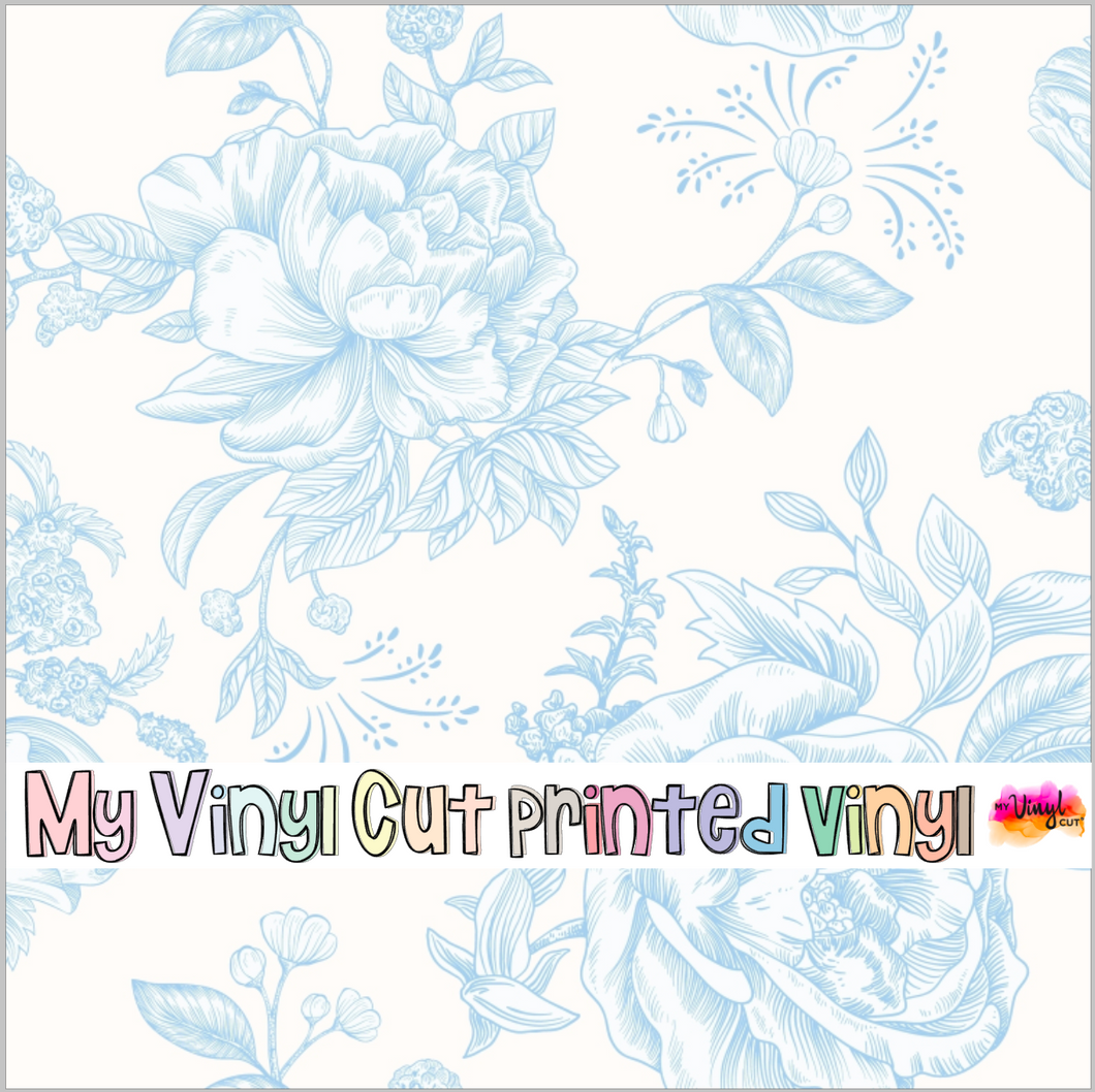 Printed Vinyl & HTV Pale Blue Toile Patterns 12 x 12 inch sheet