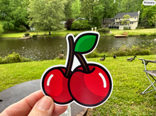 Load image into Gallery viewer, Sticker | 60C | Cherries | Waterproof Vinyl Sticker | White | Clear | Permanent | Removable | Window Cling | Glitter | Holographic