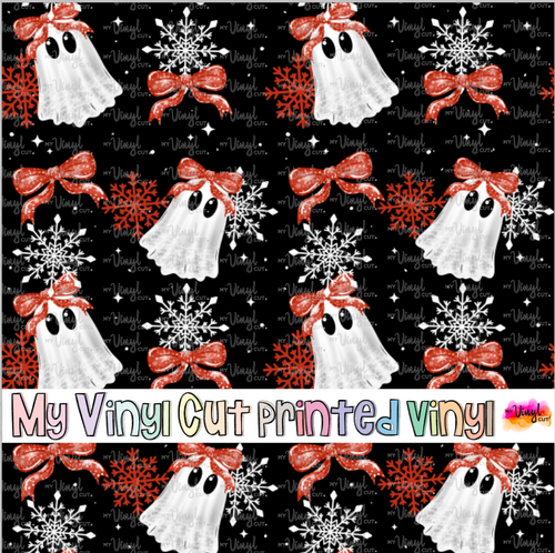Printed Vinyl HTV & Waterslide Ghosts Snowflakes Patterns 12 x 12 inch sheet