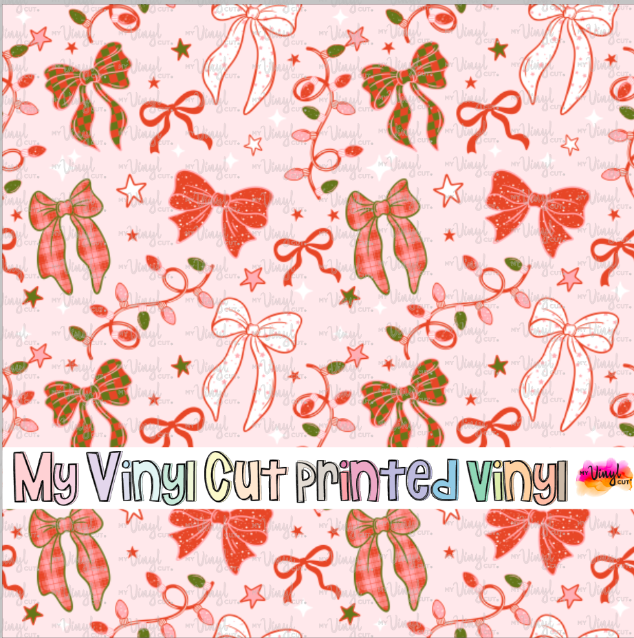 Printed Vinyl HTV & Waterslide Christmas Bows Patterns 12 x 12 inch sheet