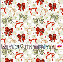 Load image into Gallery viewer, Printed Vinyl HTV &amp; Waterslide Christmas Bows Patterns 12 x 12 inch sheet