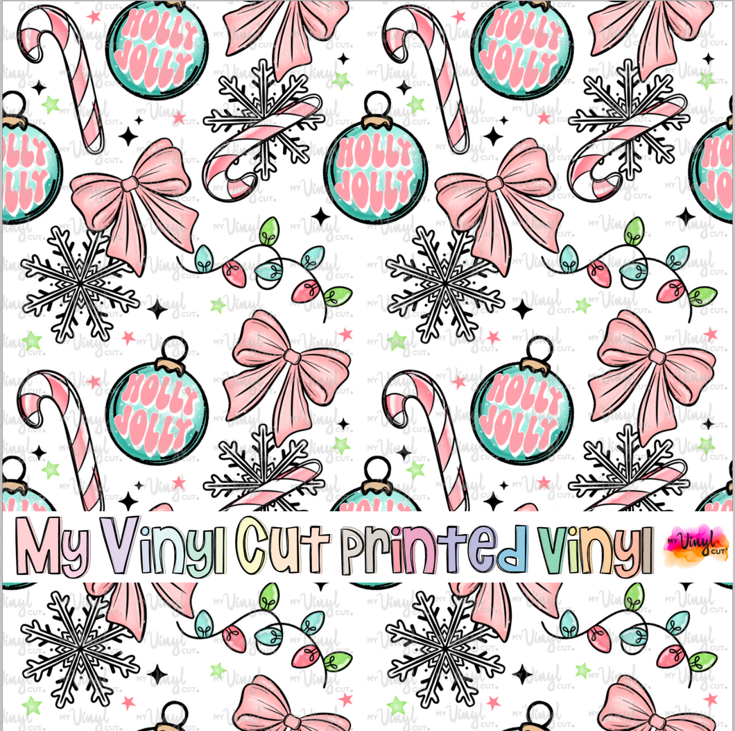 Printed Vinyl HTV & Waterslide Holly Jolly Patterns 12 x 12 inch sheet