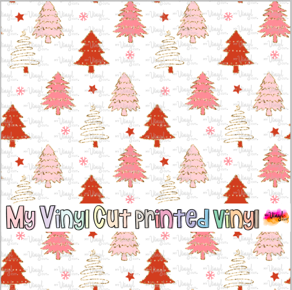 Printed Vinyl HTV & Waterslide Christmas Trees Patterns 12 x 12 inch sheet