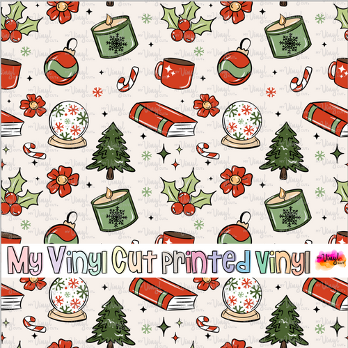 Printed Vinyl HTV & Waterslide Green and Red Cozy Christmas Patterns 12 x 12 inch sheet