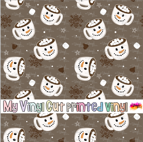 Printed Vinyl HTV & Waterslide Snowman Mug Christmas Patterns 12 x 12 inch sheet
