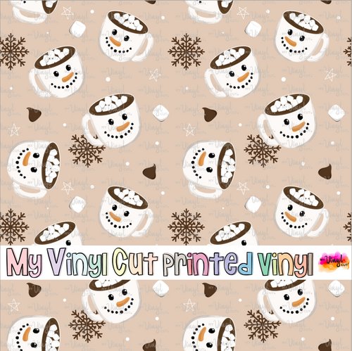 Printed Vinyl HTV & Waterslide Hot Cocoa Christmas Patterns 12 x 12 inch sheet