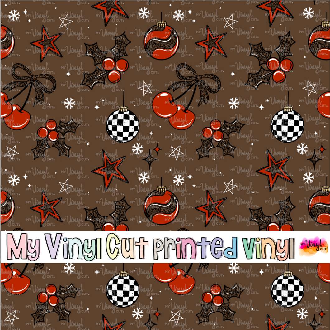 Printed Vinyl HTV & Waterslide Christmas Merry Vibes Patterns 12 x 12 inch sheet
