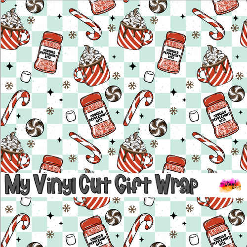 Christmas Gift Wrap Printed Wrapping Paper Peppermint Mocha