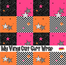 Load image into Gallery viewer, Christmas Gift Wrap Printed Wrapping Paper Pink and Orange Checkerboard