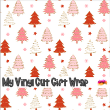 Load image into Gallery viewer, Christmas Gift Wrap Printed Wrapping Paper Pink and Red Christmas Trees