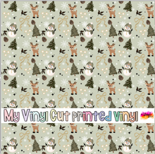 Load image into Gallery viewer, Printed Vinyl, HTV &amp; Waterslide Green Snowman Winter Pattern 12 x 12 inch sheet