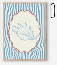 Load image into Gallery viewer, Poster | 4 Poster Set | Blue Coastal Sea Shells | Select Your Size | Order the Entire Set | 8 x 10 | 11 x 14 | 16 x 20 | 24 x 26 |