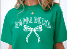 Load image into Gallery viewer, Comfort Colors Tee Kappa Delta Lace Bow Available in S M L XL
