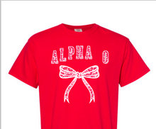 Load image into Gallery viewer, Comfort Colors Tee Alpha Omicron Pi Lace Bow Available in S M L XL