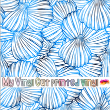 Load image into Gallery viewer, Printed Vinyl, HTV &amp; Waterslide Blue Seashells A Patterns 12 x 12 inch sheet