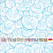 Load image into Gallery viewer, Printed Vinyl, HTV &amp; Waterslide Blue Seashells C Patterns 12 x 12 inch sheet