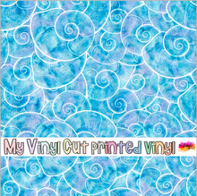 Load image into Gallery viewer, Printed Vinyl, HTV &amp; Waterslide Blue Seashells D Patterns 12 x 12 inch sheet