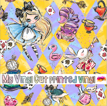 Load image into Gallery viewer, Printed Vinyl, HTV &amp; Waterslide Alice in Wonderland A Patterns 12 x 12 inch sheet