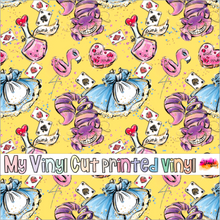 Load image into Gallery viewer, Printed Vinyl, HTV &amp; Waterslide Alice in Wonderland C Patterns 12 x 12 inch sheet