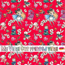 Load image into Gallery viewer, Printed Vinyl, HTV &amp; Waterslide Alice in Wonderland F Patterns 12 x 12 inch sheet