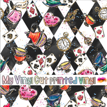 Load image into Gallery viewer, Printed Vinyl, HTV &amp; Waterslide Alice in Wonderland G Patterns 12 x 12 inch sheet