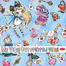 Load image into Gallery viewer, Printed Vinyl, HTV &amp; Waterslide Alice in Wonderland M Patterns 12 x 12 inch sheet