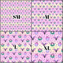 Load image into Gallery viewer, Printed Vinyl, HTV &amp; Waterslide Pastel Pumpkins and Bats Pattern 12 x 12 inch sheet