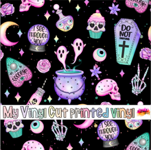 Load image into Gallery viewer, Printed Vinyl, HTV &amp; Waterslide Pastel Gothic Dark Pattern 12 x 12 inch sheet