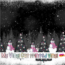 Load image into Gallery viewer, Printed Vinyl, HTV &amp; Waterslide Snowman Border Pattern 12 x 12 inch sheet