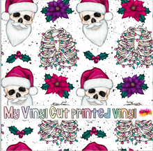 Load image into Gallery viewer, Printed Vinyl, HTV &amp; Waterslide Skulls Bones White Pattern 12 x 12 inch sheet
