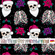 Load image into Gallery viewer, Printed Vinyl, HTV &amp; Waterslide Skulls Bones Black Pattern 12 x 12 inch sheet
