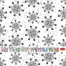 Load image into Gallery viewer, Printed Vinyl, HTV &amp; Waterslide Skull Snowflakes White Pattern 12 x 12 inch sheet