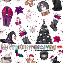 Load image into Gallery viewer, Printed Vinyl, HTV &amp; Waterslide Creepy Christmas White Pattern 12 x 12 inch sheet