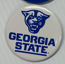 Load image into Gallery viewer, Pin Back Button GSU Georgia State University Blue Panther Head on White Button