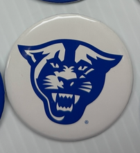 Load image into Gallery viewer, Pin Back Button GSU Georgia State University Blue Panther Logo on White Button