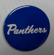 Load image into Gallery viewer, Pin Back Button GSU Georgia State University White Panthers Script on Blue Button