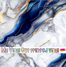 Load image into Gallery viewer, Printed Vinyl &amp; HTV Blue and Gold Marble Pattern 8 x 12 inch sheet