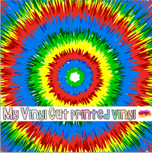 Load image into Gallery viewer, Printed Vinyl | Circle Tie Dye | Permanent Removable Adhesive | Permanent Glitter Adhesive | HTV | Glitter HTV | 12 x 12 inches | ONE Sheet